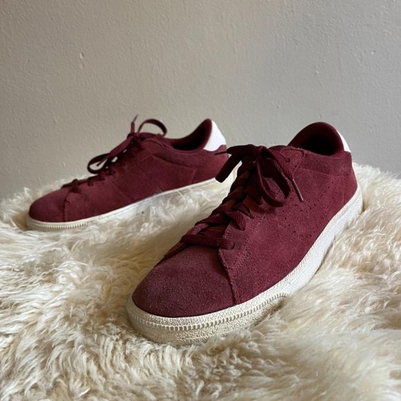 Nike‎ Tennis Classic Cs Suede 2016 Men Burgundy Team Red White Suede Sneaker - Picture 1 of 4